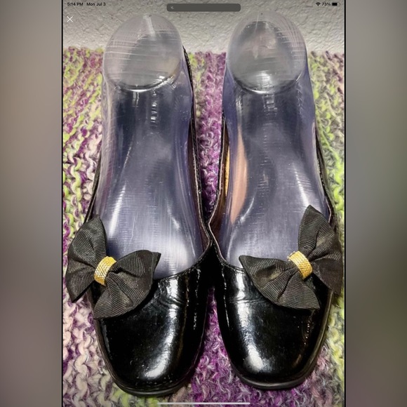 Born Black Bow Embellished Leather Ballet Flats Size 7 - Picture 2 of 11